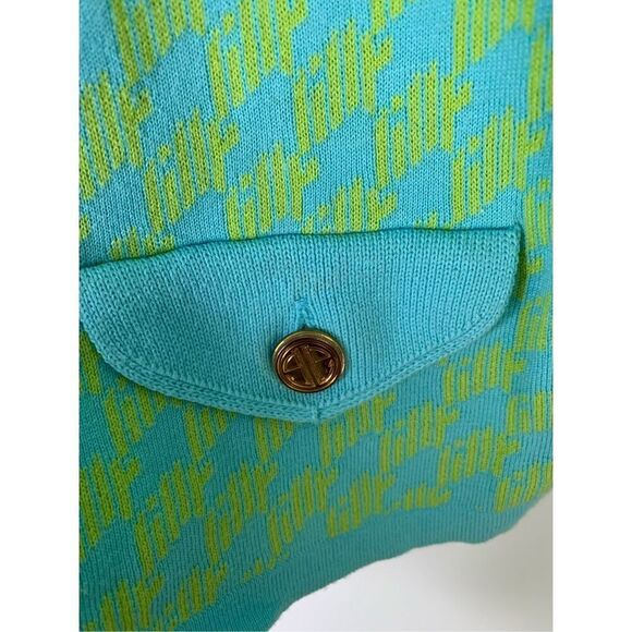 Lilly Pulitzer Donnie 100% cotton sweater cardigan houndstooth women's small - Picture 4 of 5